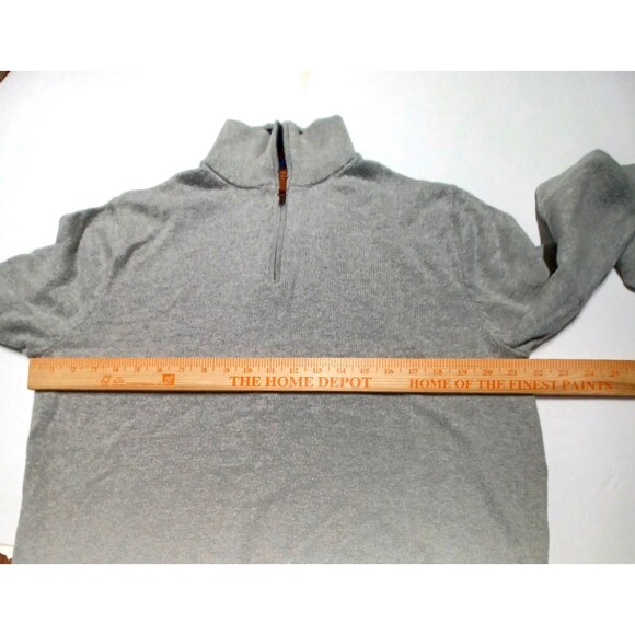 J Crew Men's Gray 100% Cotton Quarter Zip Mock Neck Sweater XL - Picture 5 of 7